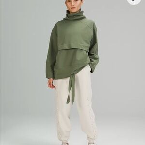 lululemon athletica Olive Green Cowl-Neck Tie-Hem Sweater